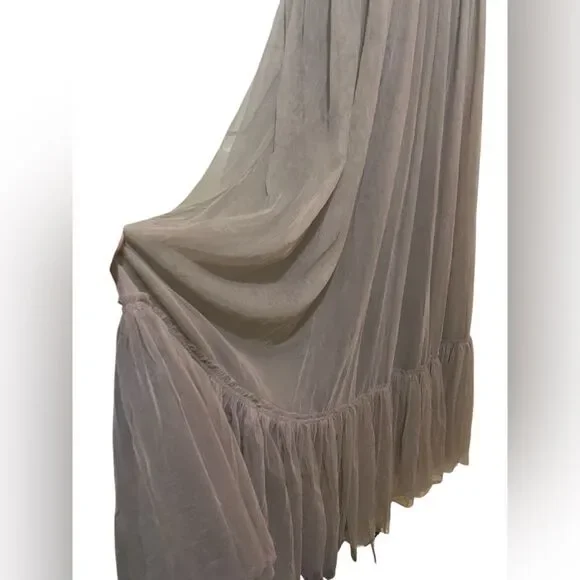 BHLDN Grey Niceties Tiered Tulle Sweetheart Corset Bodice Gown Event Holiday SZ4 - Picture 8 of 16